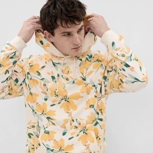 Men's GAP Vintage Soft Hoodie, Yellow Floral XL